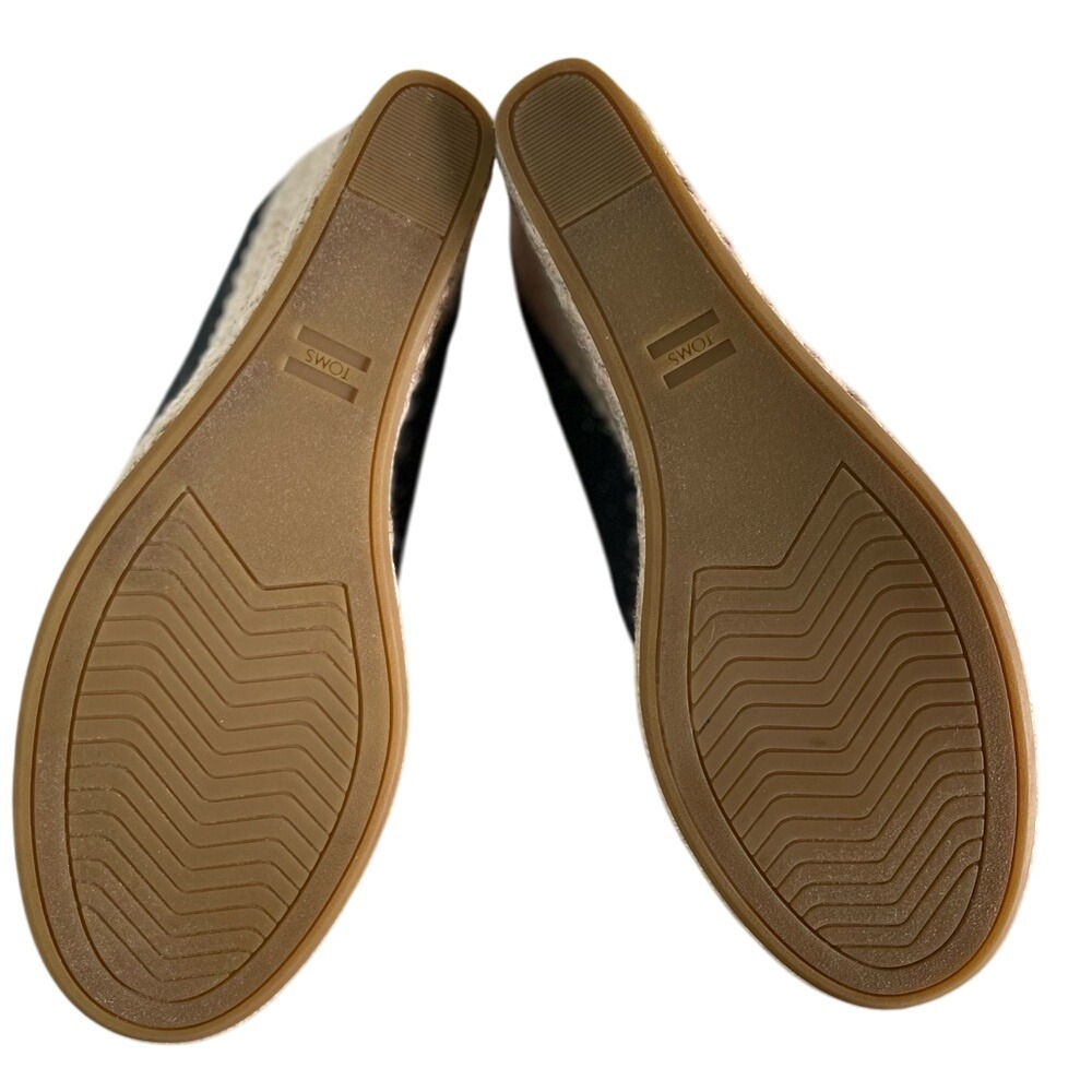 Tom's Classic‎ Black Denim+Gold Wedge Peep Toe Espadrille Heels SZ 10 Never Worn - Picture 8 of 8